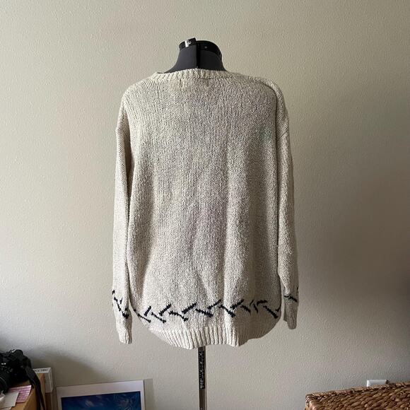 90s Ski Sweater Linen Cotton Blend | Size 1X / XXL - Picture 2 of 7